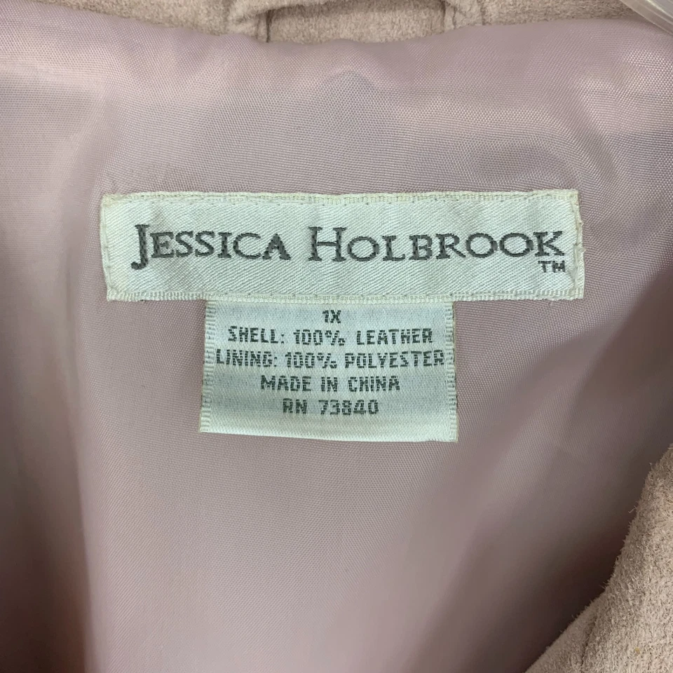 Chaqueta Blazer Vintage Años 90 Jessica Holbrook Plus Talla 1X Rosa Polvoriento Gamuza Cuero Foto 3 de 4