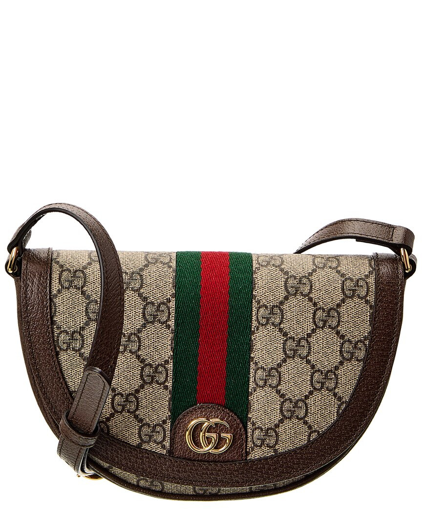 Женская сумка через плечо Gucci Ophidia Mini Gg Supreme из холста и кожи коричневого цвета Os