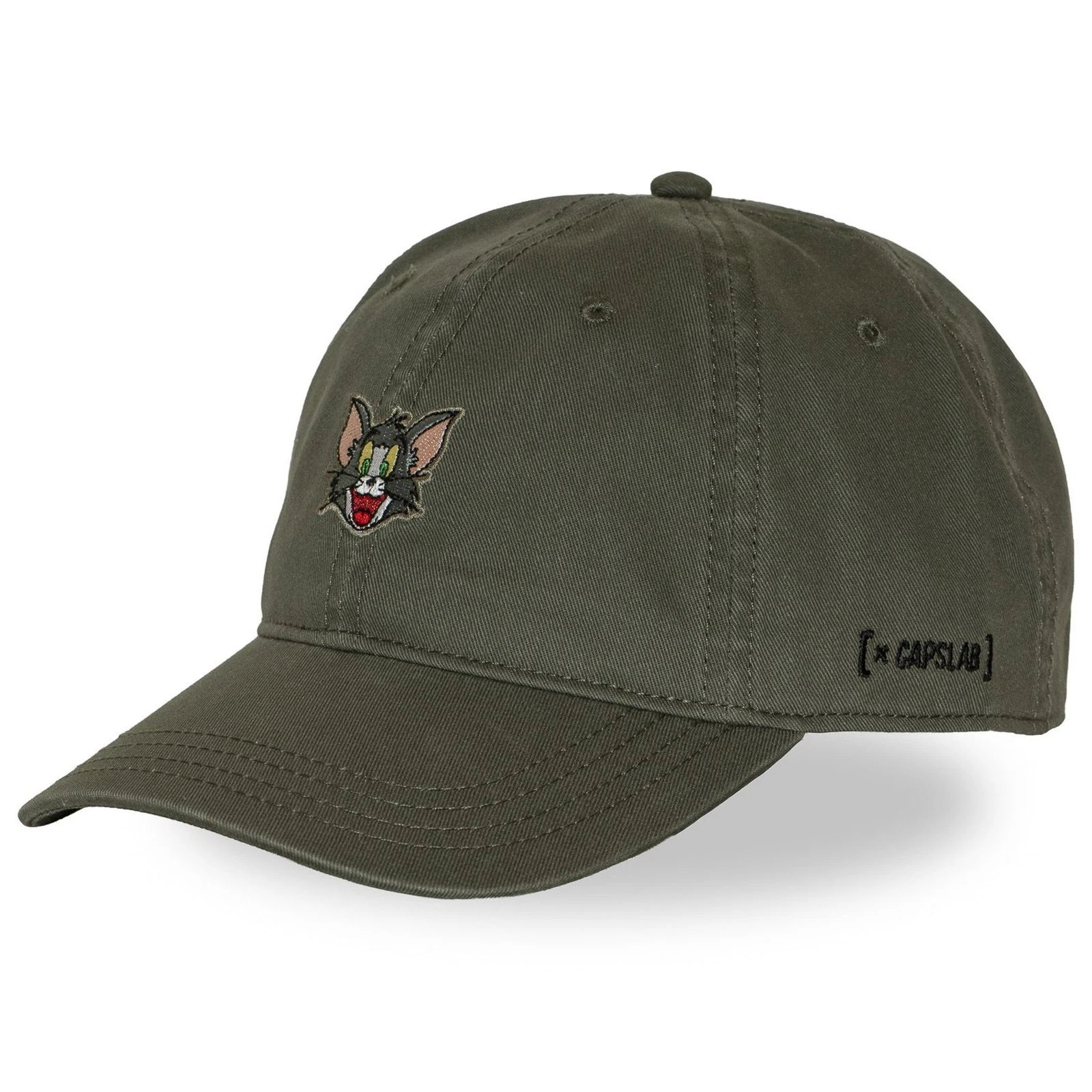 CAPSLAB Tom & Jerry Cat Dad Cap Olive Cotton Strapback Baseball Cap New
