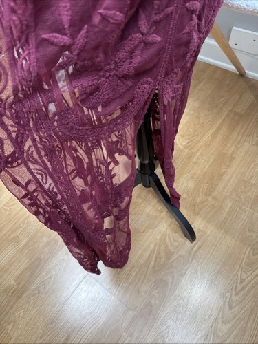 Altar'd State Burgundy Maxi Dress Lace Short Sleeve Med Whimsigoth Fairy Witchy - Picture 5 of 21