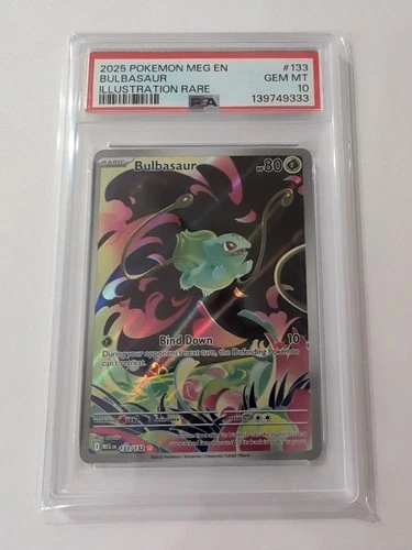 Pokemon Mega Evolution Bulbasaur Illustration Rare Card 133/132 English PSA 10