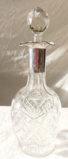Vintage Cut Crystal Decanter with Silver Fluted Collar Hallmarked Sheffield 1923