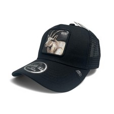 Goat Trucker Hat Embroidered Unisex Adjustable Animal Hat Black Olive