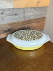 Vintage Pyrex Verde Green Olive Divided Casserole Dish 1.5 Qt Olive Green w/ Lid