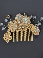 wedding hair comb vintage Material Crystals Gold Flowers Crystal Stems Handmade