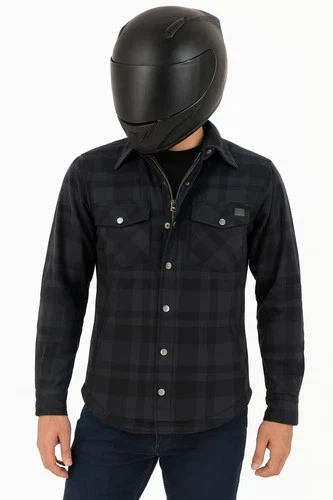 Motorrad Hemd Herren – Flanell Biker Jacke mit Aramid Schutz & Protektoren Grau - Bild 3 von 4