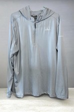 Habit Men's Gray 1/4 Zip Pullover Hoodie Long Sleeve Logo Accent