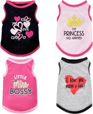 4 Pack Dog Shirts Summer Printed Puppy Clothes Cute Sleeveless Pet T Shirts Dog