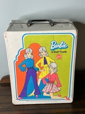 Vintage Barbie 5036 White Mod 3-Doll Storage Trunk Carrying Case 1970 Mattel