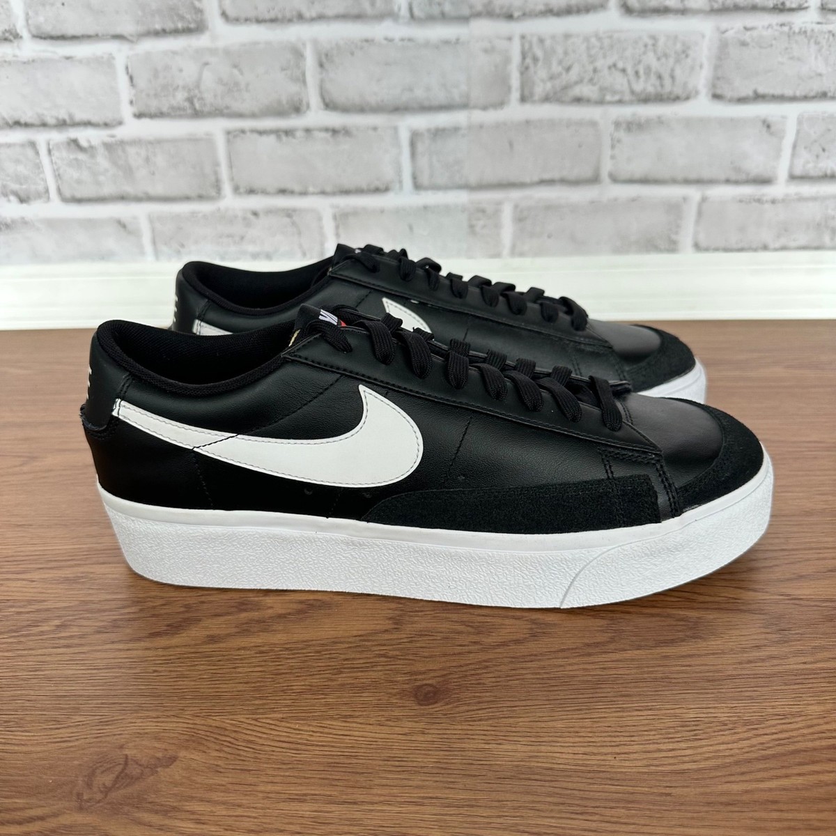 Size 10.5 - Nike Blazer Platform Low Black White W for sale online