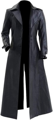 Men's Resident Evil 5 Genuine Leather Trench Coat Costume Halloween Cosplay