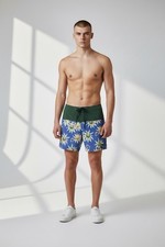 Quicksilver High Line Board Shorts Size 36 Swim Trunks Floral Drawstring Beach