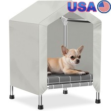 Tent-Style Semi-Enclosed Dog House W/ Removable Cushion Year-Round Use