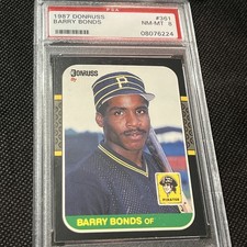 1987 Donruss Barry Bonds #361 (RC) Rookie Card PSA 8 NM-MT Pittsburgh Pirates. rookie card picture