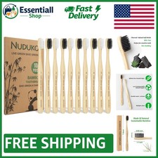 Eco-Friendly 10 Pack Bamboo Toothbrushes - Charcoal Infused Soft Bristles