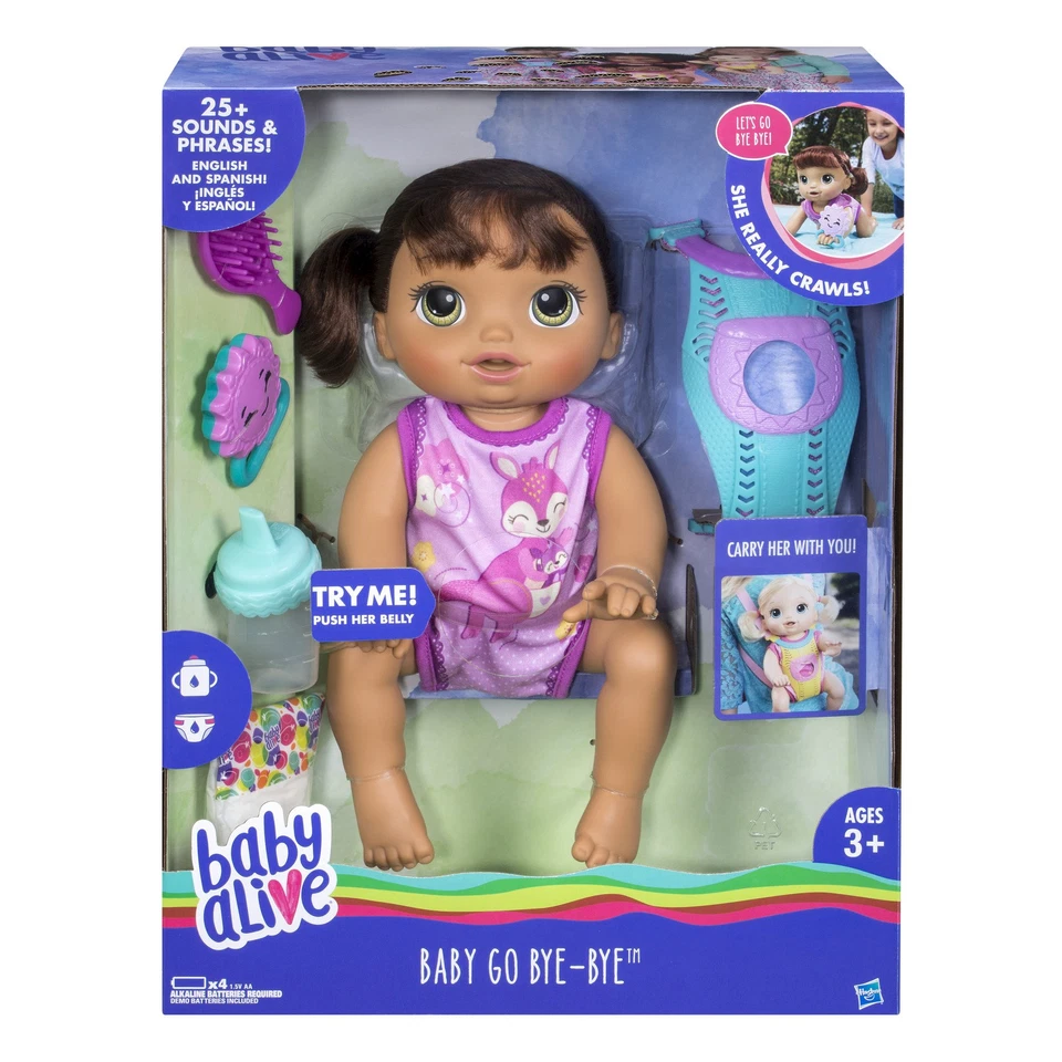 Baby Go Bye Bye Interactive Doll Set Crawls Talks Drinks Wets Diaper - Image 2 of 4