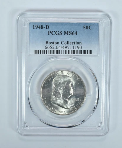 1948-D Franklin Half Dollar Boston Collection MS64 PCGS Blue Label
