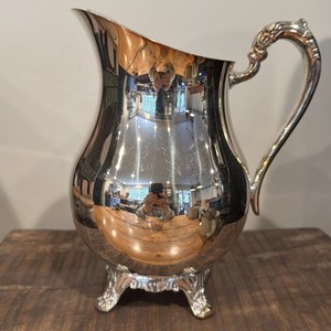 VTG FB Rogers Silver Co  Silver-Plated Footed Pitcher With Ice Lip 