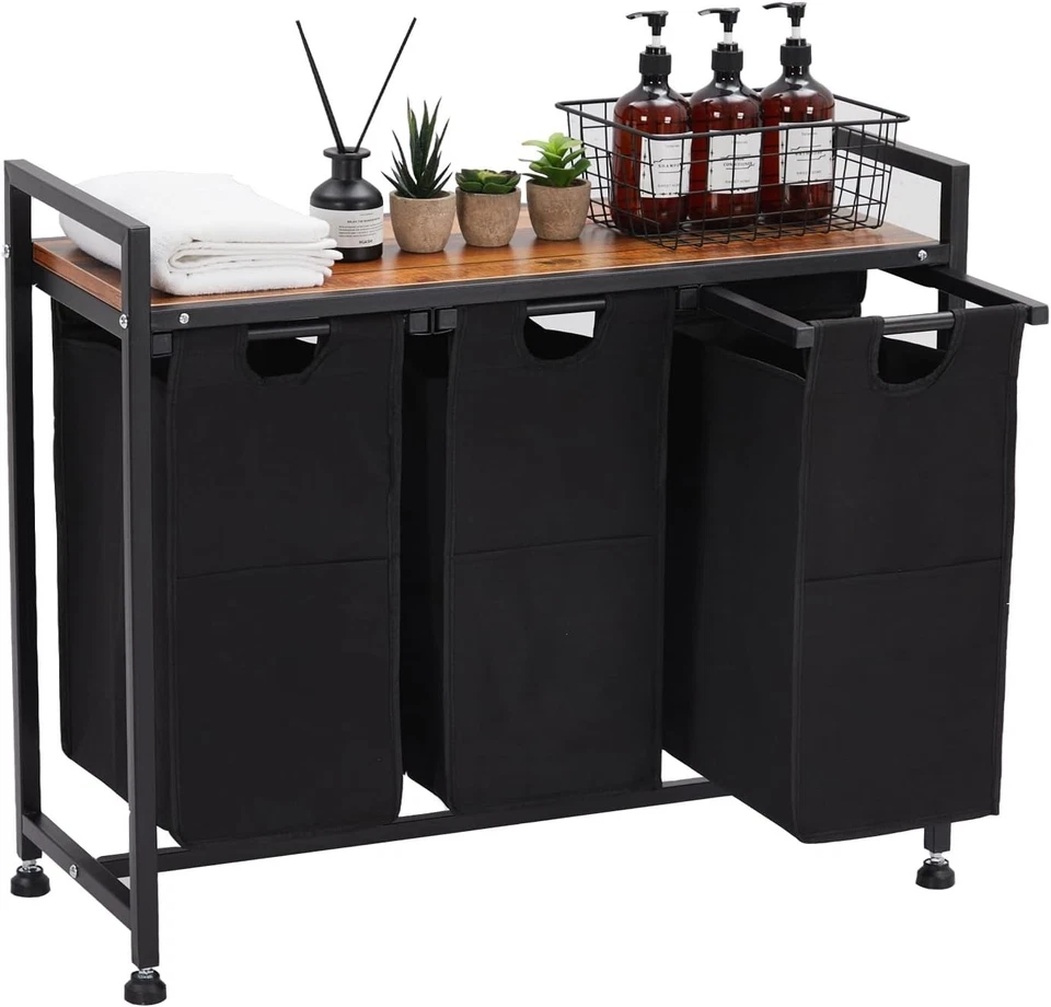 Cesta clasificadora organizadora para ropa de lavandería con bolsa extraíble y extraíble Foto 2 de 4