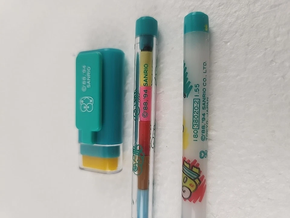 Sanrio Keroppi Non-Sharpening Pencil Crayon Eraser Set Trio Vintage '88-'94 RARE - Image 3 of 4