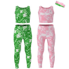 Essenclo Girls Crop Tank Tops Leggings 5 Piece Dance Gymnastics Activewear Sets