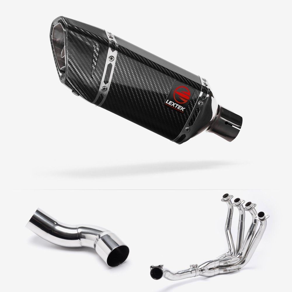 Lextek SP11C Gloss Carbon Fibre Exhaust System 200mm for Kawasaki Z900 (20-23)