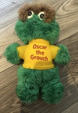 Vintage Sesame Street Oscar The Grouch Plush Stuffed Toy 1983