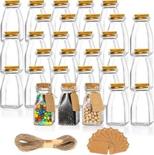 30 Pack Glass Favor Jars with Cork Lids, 4 OZ Clear Small Candy Jars Set Square