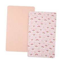 Muslin 2 Pack Cotton Pack N Play Sheets for Girls, Mini Crib Sheets Rainbow