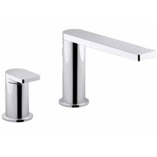 Modern Polished Brass Wide-Spread Lever Bathroom Sink Faucet, Low Arc, Silver