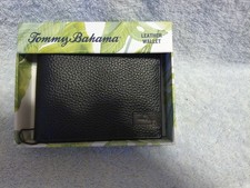 Men's Tommy Bahama Black Marlin Pebbled Leather Wallet New In Box