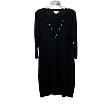 Calvin Klein Womens Sweater Dress Lightweight Tie Neck Grommets Zippers Large