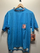Vtg T&C Surf Designs Shirt SM Teal/Orange 90s Short Sleeve Hawaii Beach Dude NOS