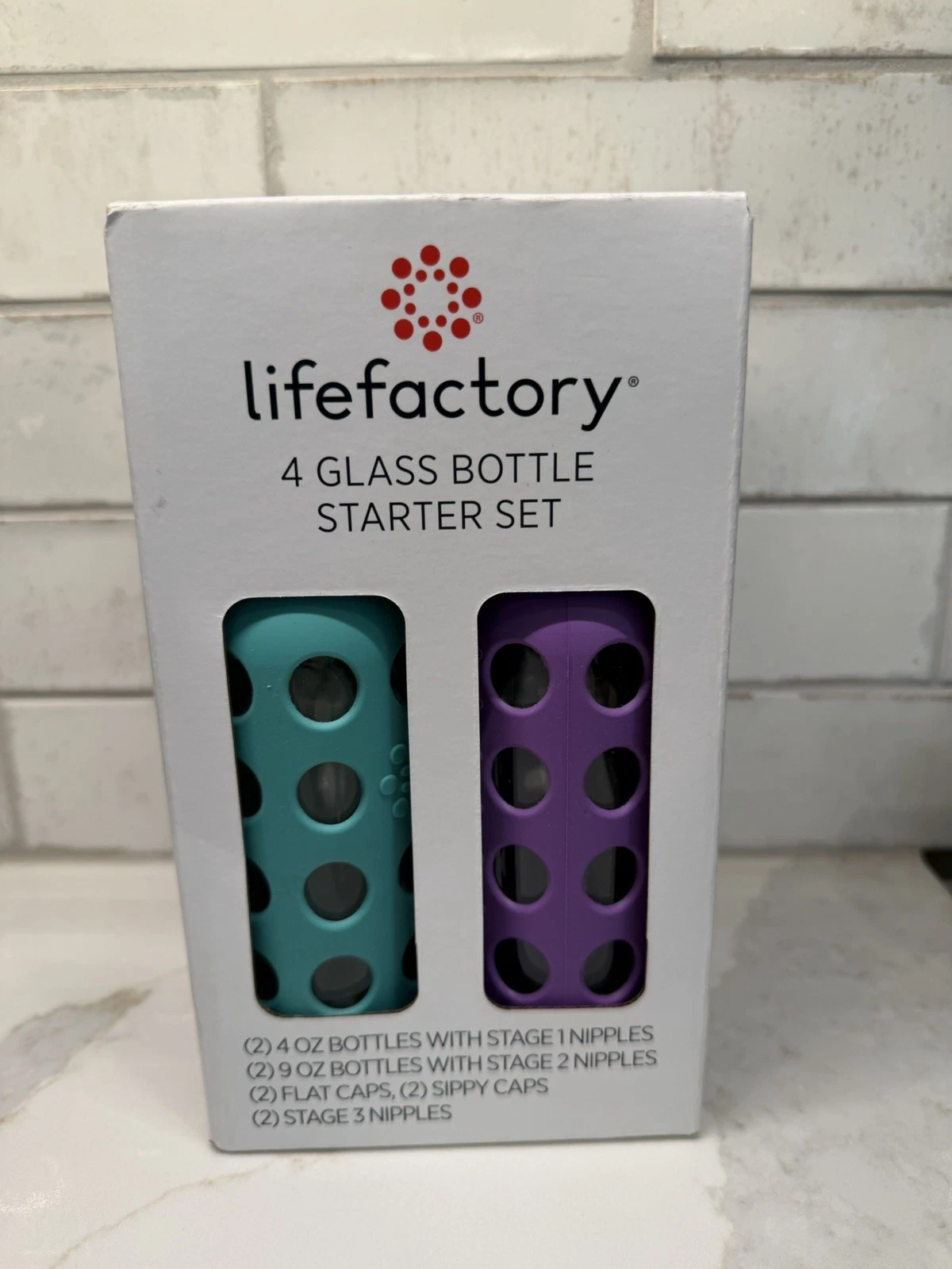Lifefactory 4oz and 9oz Baby Bottle Mixed Starter Set 4 Pack