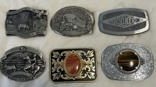 Vintage Lot of 6 - Belt Buckle Silver Gold Tone Western VTG USA MADE Limited Ed