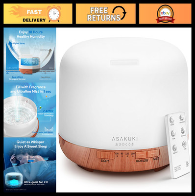 500ML Essential Oil Diffuser Aromatherapy Humidifier with Remote, 7 LED Lights,