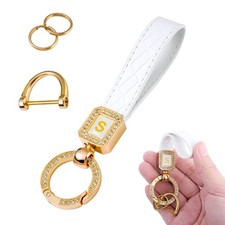 Bling Microfiber Leather Car Keychain, Universal Key Fob Holder for Men and W...