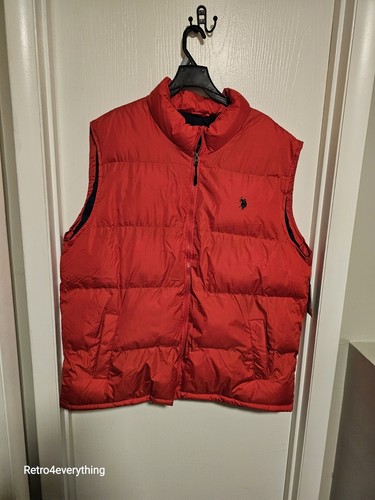 Brand NEW US Polo Assn Men’s Full Zip Puffer Vest Red Size 3XL Navy Lining