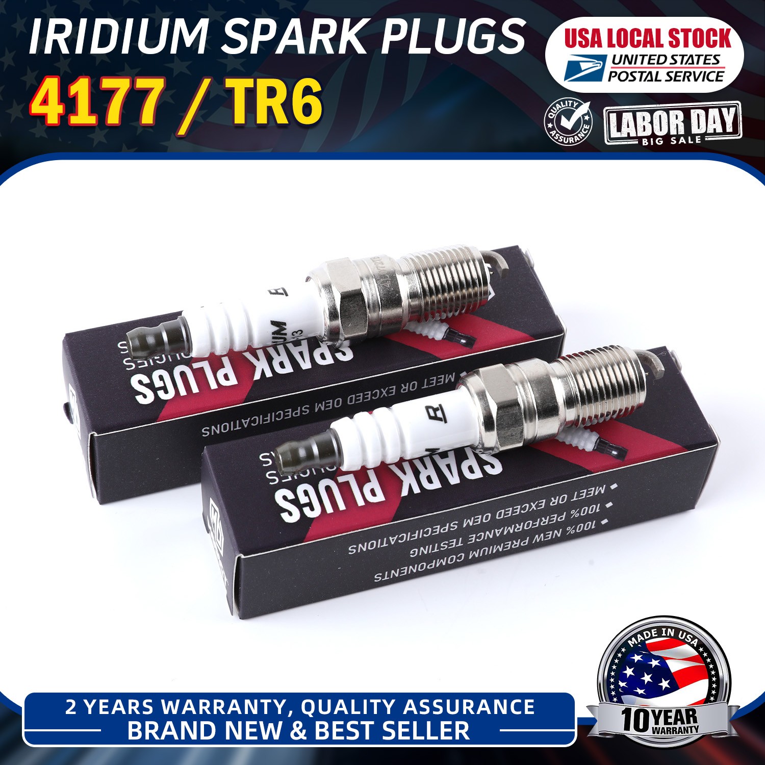 For NGK 4177 TR6 4PCS Iridium Spark Plugs For Chevrolet Ford Mazda OE Replace