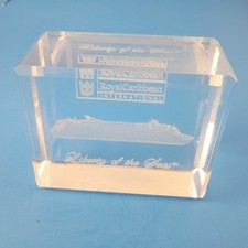Royal Caribbean Liberty of the Seas 3D Etched Crystal Glass Block Paperweight