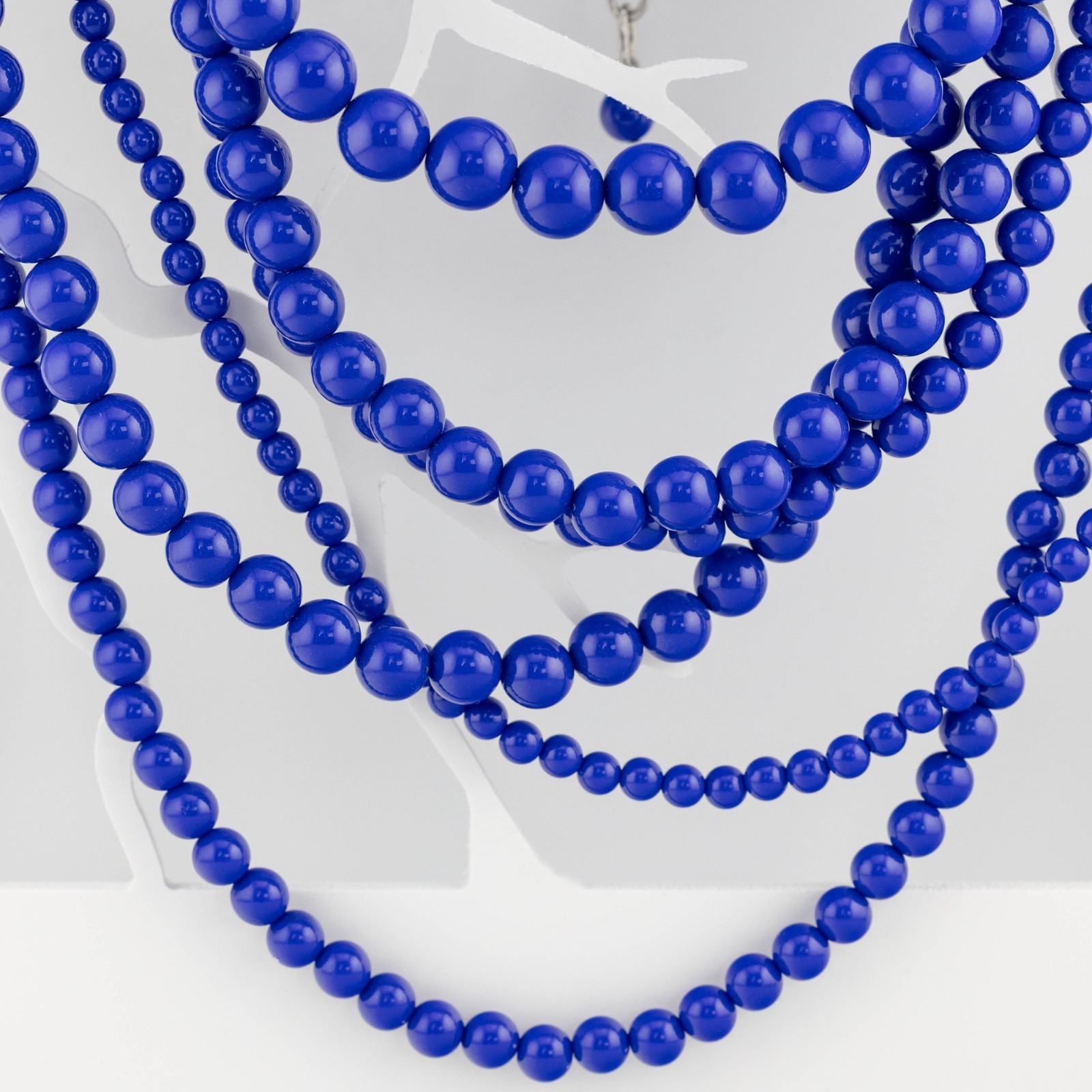 Multi-Strand Statement Necklace Blue Acrylic Bead… - image 3