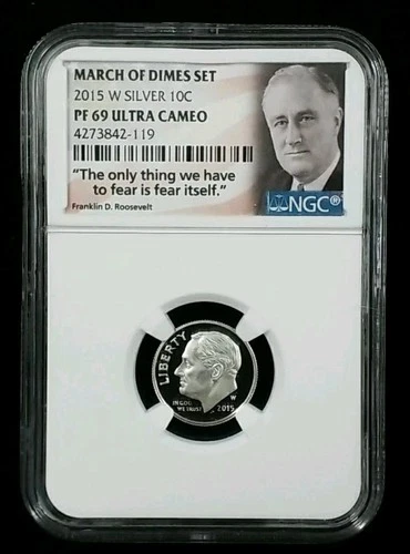 2015-W Silver Roosevelt Dime PROOF March of Dimes Set NGC PF 69 ULTRA CAMEO 7335