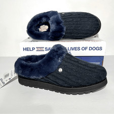 Skechers Ice Angel Sweater Knit Faux Fur Slippers Size: 7