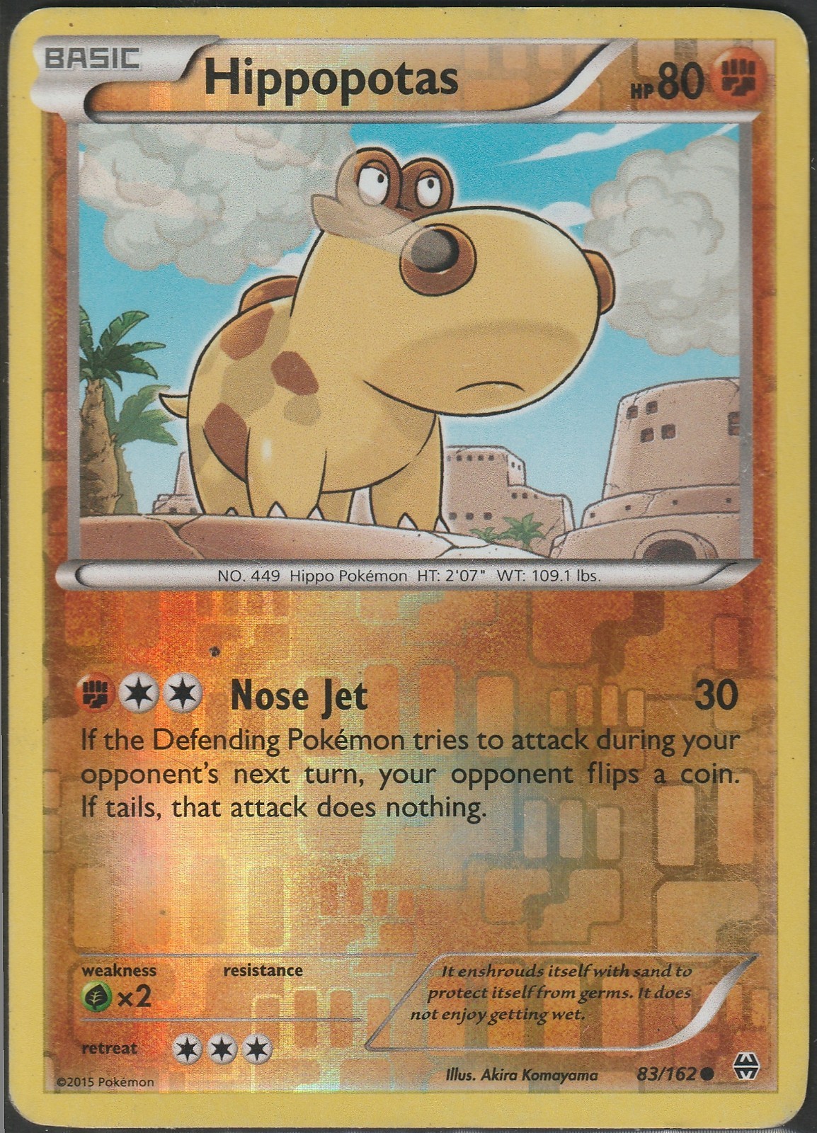 Pokemon - Breakthrough - Hippopotas - 83/162 -  Reverse Holo - MP