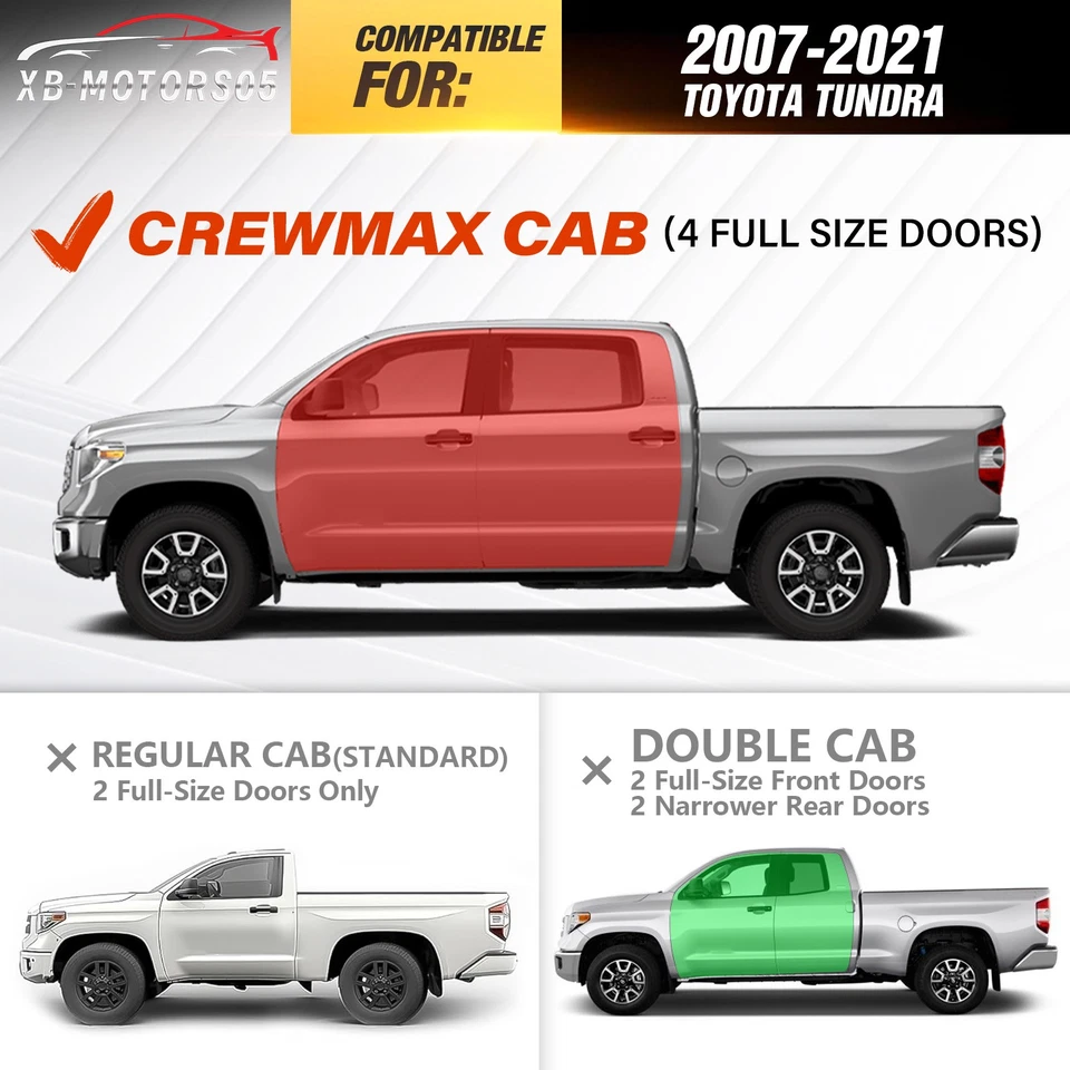 Three Raised Running Boards Side Steps For Toyota Tundra Crew Max Cab 2007-2021  Foto 2 de 4