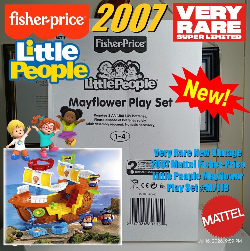 Very Rare New 2007 Mattel Fisher-Price Little People Mayflower Play Set #M7119