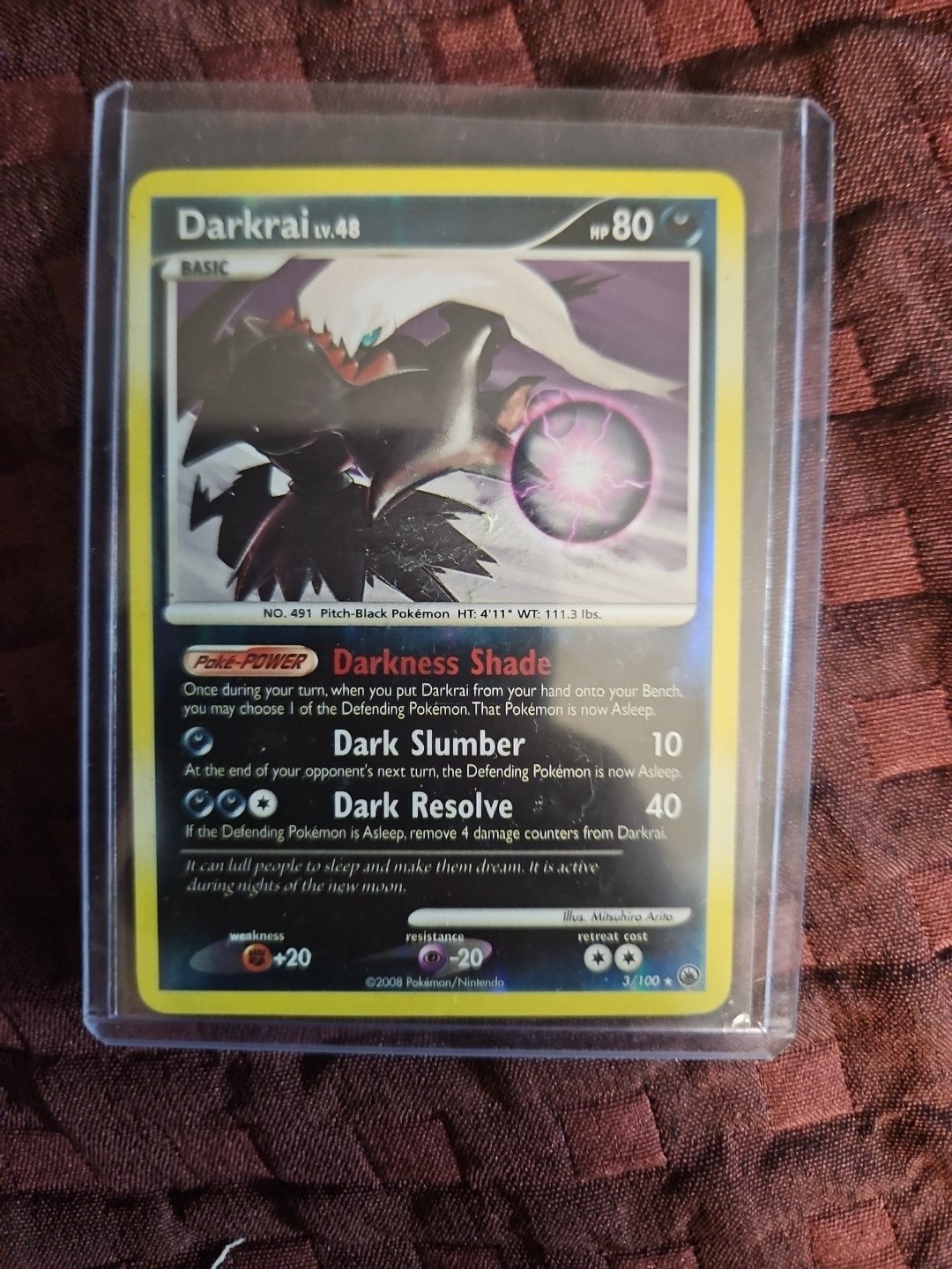 2008 Darkrai 3/100 Majestic Dawn Holo NEAR MINT! + Top Loader