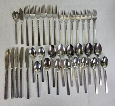 Stanley Roberts DORETTE Flatware Stainless Burnished Silverware 36 pieces Korea