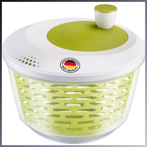 Salatschleuder 4,4 Liter Kunststoff Bpa-Frei Spinderella Transparent Weiß GrüN-image