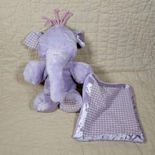Disney Lumpy Heffalump Purple Plush Nicotoy 8" White Checked Silky Satin Lovey